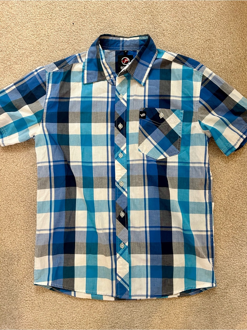 Men’s Size Small South Pole Button Up Flannel Shirt Blue Tones